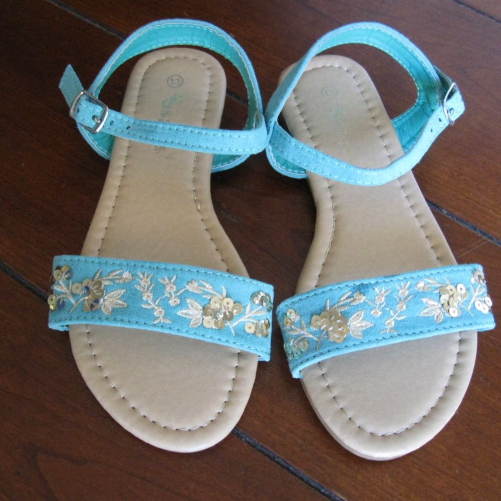 👠 NWOB Ositos Green Floral Embroidered Sandal - Girls Size 13